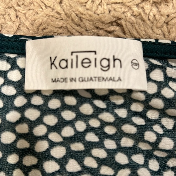 Green and white polka dot faux wrap dress - Picture 2 of 2